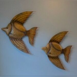 Two Decorative Metal Fish Wall Art